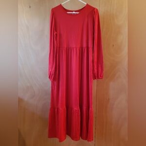Chic Long Sleeve Red Dress